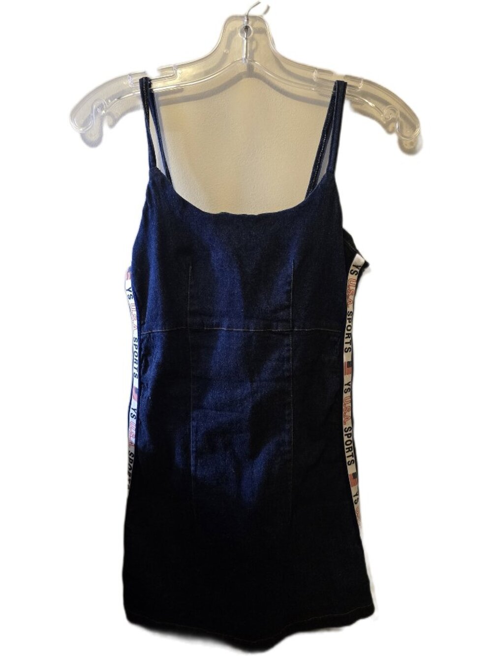 Vintage 90s YS Fashion Sports Denim Mini Dress Sporty Spice Y2K Streetwear XS